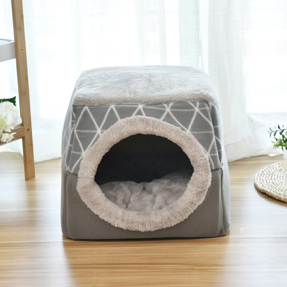 Huisdier Huis Warm Dog Bed Kennel Kat Slapen Nest Opvouwbare Pubby Mat Huis Winter Gesloten Type Bed Hol Kat Kitten tent Kat Levering