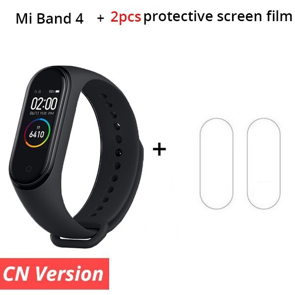 Original Xiaomi Mi Band 4 Smart Bracelet 3 Color AMOLED Screen Miband 4 Fitness Traker Bluetooth Smartband: CN n 2pc Film