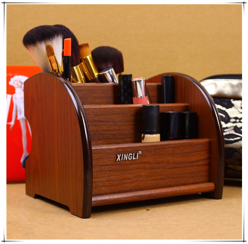Desktop Receiving Box Arrangement Wood Penholder Retro Penholder Multifunctional Penholder Office Stationery Penholder