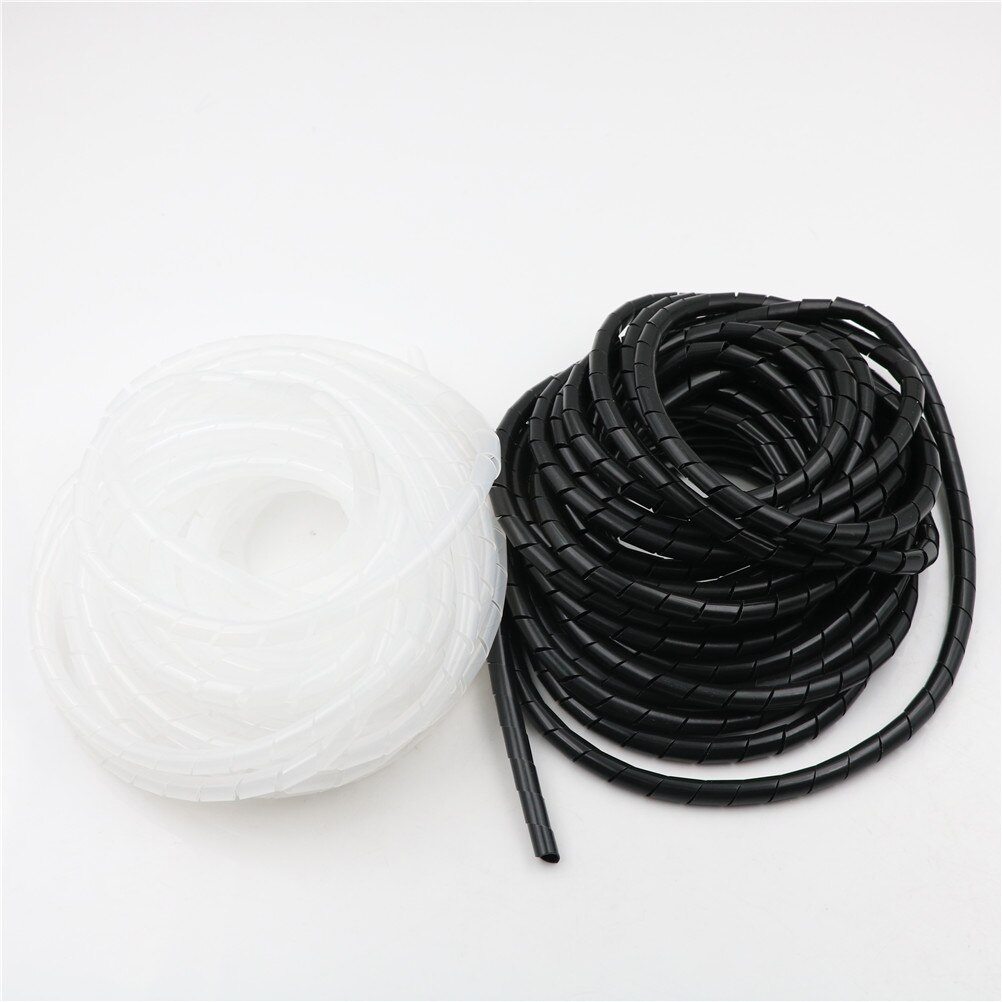 6.5m 12mm sort wire spiral wrap ærmebånd rør kabel wire protector sort hvid 1pc