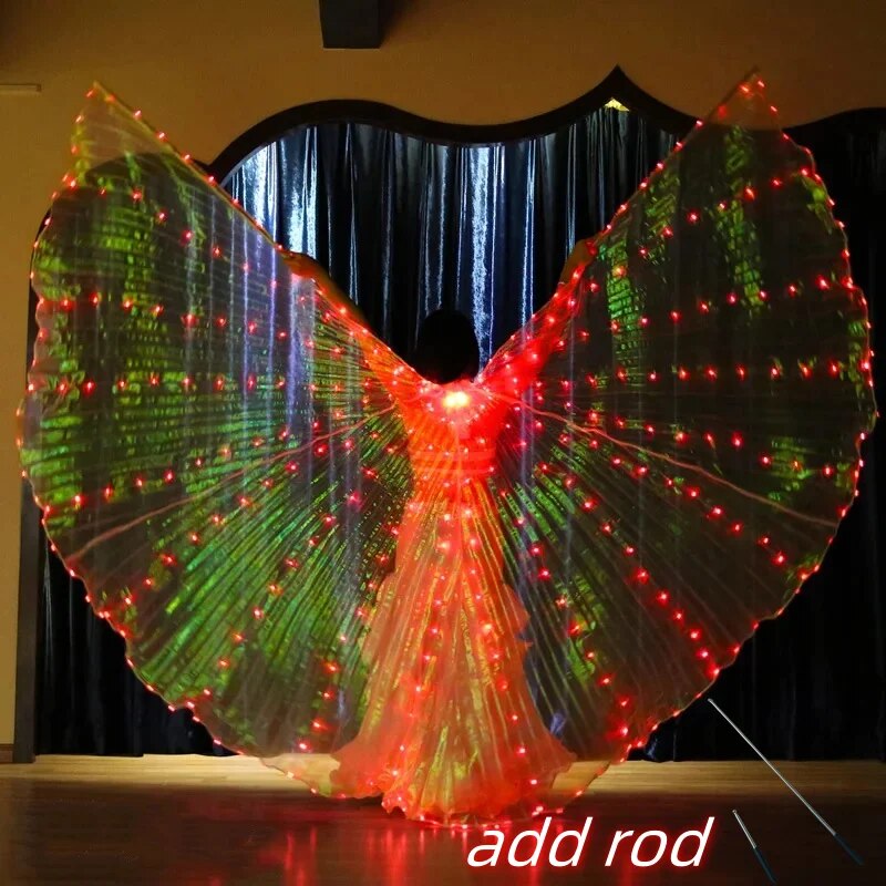 Angelodini LED Wings Adult Children Costume Cape Circus Led Light Luminous Costumes Party Show Led Isis Wings Dancewear: XXS / Red