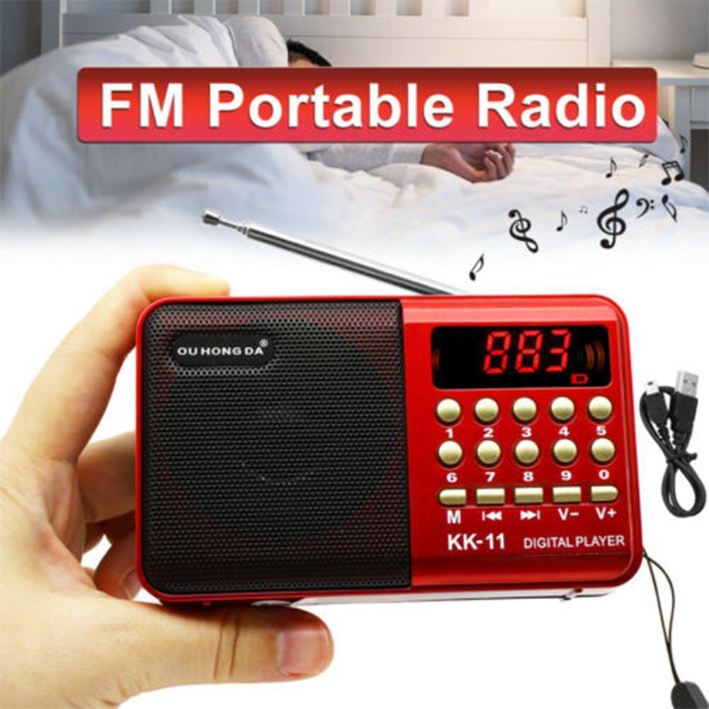 Mini Draagbare Radio Handheld Oplaadbare Digitale Fm Usb Tf MP3 Speler Met 18650 Batterij Usb Kabel Luidspreker Apparaten Levert