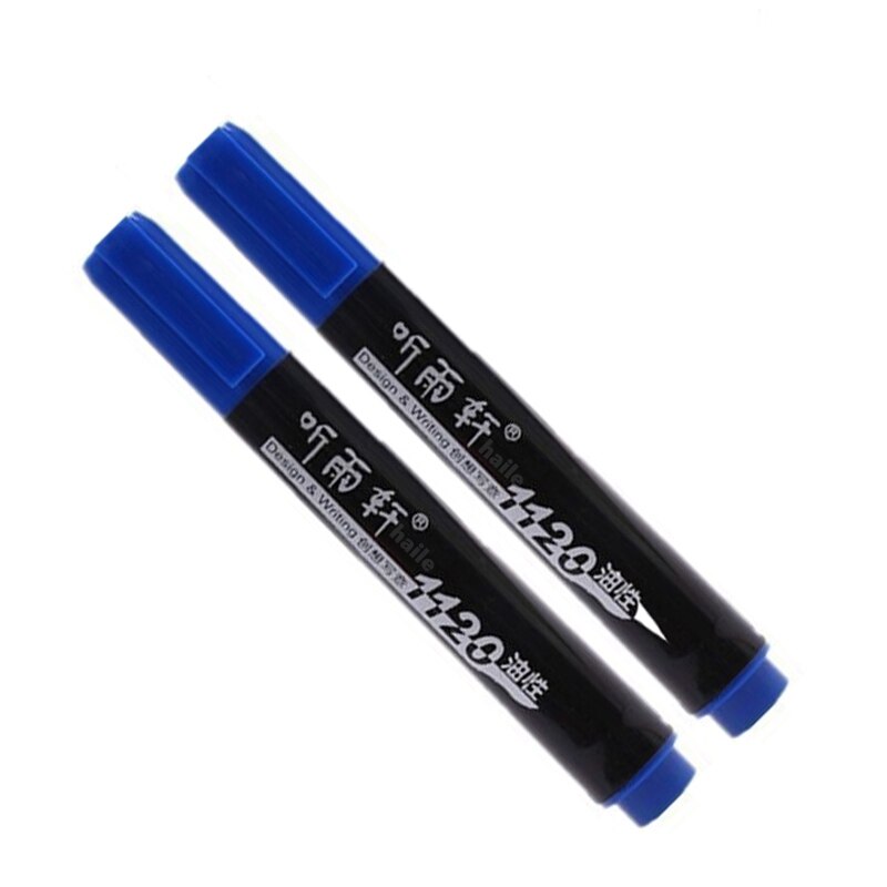 Haile-rotuladores blancos permanentes a prueba de agua, marcadores de tinta oleosa de 3mm para escritura de tela y artesanía, bolígrafos de pintura, suministros de papelería de arte, 2 uds.: 2 pcs blue