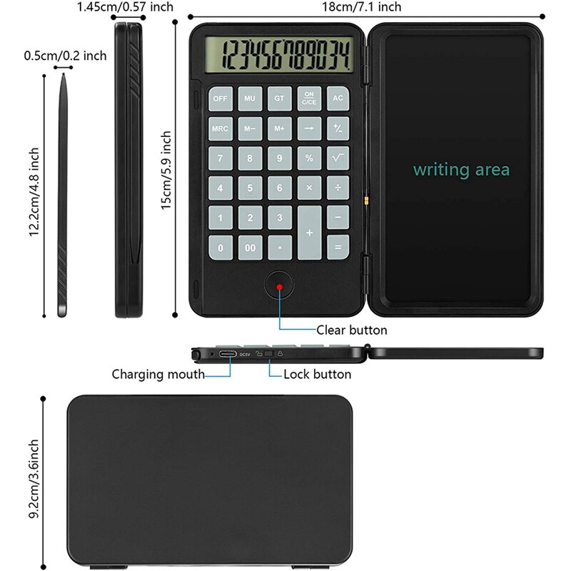 -Calculator, Standard Function Desktop Calculator with 6.5 Inch LCD Writing Tablet for Daily and Basic Office