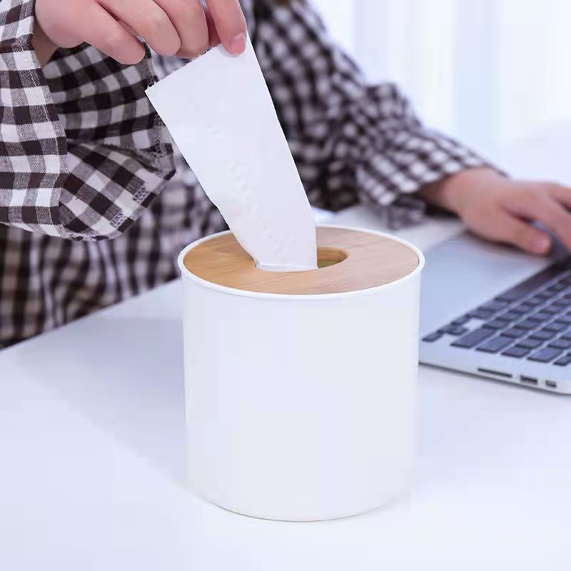 Round tissue holder Plastic Paper Rack Bamboo Roll Paper Napkin Tray Office Table Accessories Papers Holder tissue holder napki