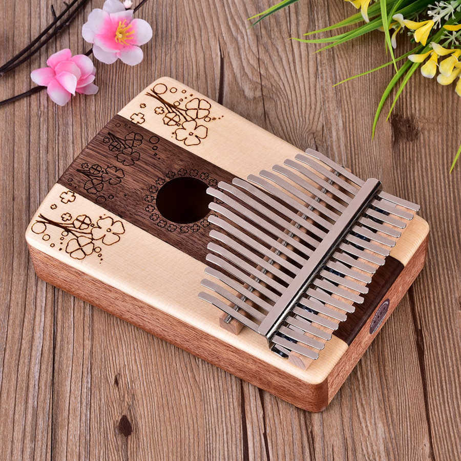 Teclado de palisandro de abeto de 17 teclas, Kalimba Mbira africana, juego de bolsillo de Piano de pulgar
