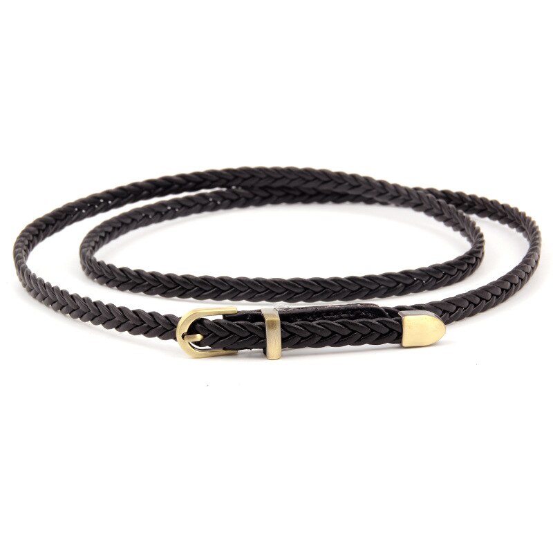 Cinturones de tejido fino para mujer, hebilla de Pin, cinturones de cuerda trenzados ajustados, informales, cadena de cintura delgada