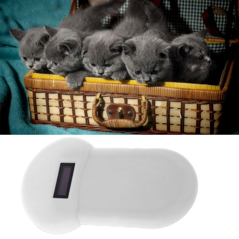 Lector portátil de chips para mascotas, escáner de reconocimiento de Microchip de animales para transponedores de gatos y perros, funda acolchada
