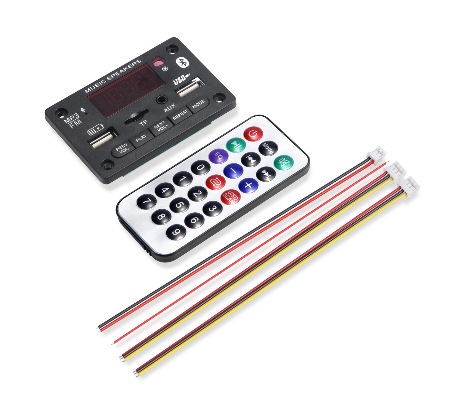 6V 12V Bluetooth 5.0 MP3-Dekodierungsplatinenmodul Drahtloses Auto USB MP3-Player TF-Kartensteckplatz USB FM mit Mikrofon Freisprechsteuerung: Black
