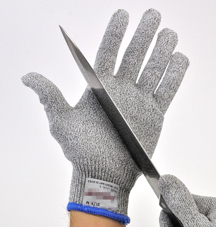 Nivå 5 skärsäkra handskar höghållfast polyeten hppe sticka kök skärsäkra handskar träbearbetning slakt doppade handskar: Blå linje handskar / S