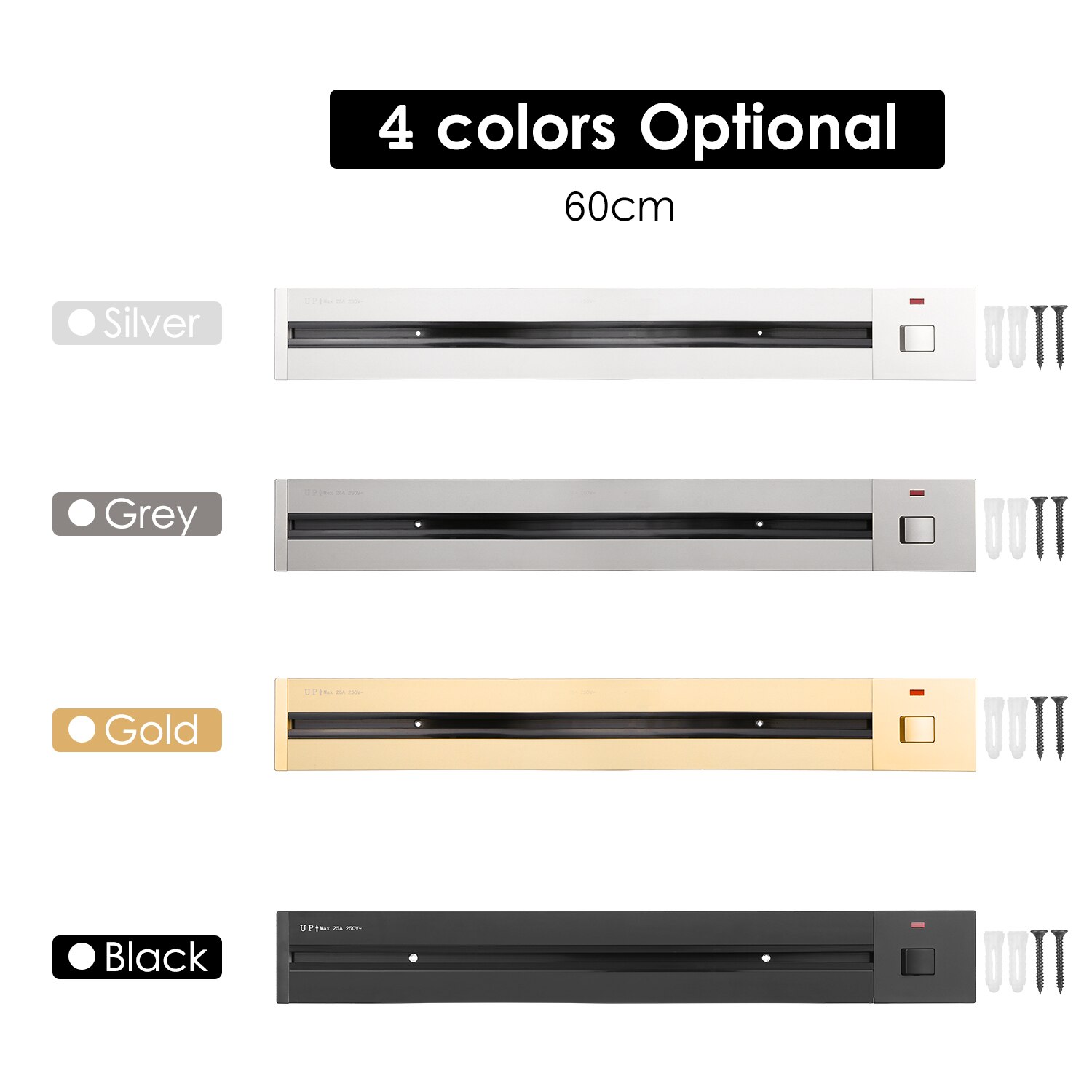 KKmoon 60cm Power Electrical Outlet Track Wall Concealed Aluminum Alloy Kitchen Sockets Track Wall Outlet Extension Sliding Rail