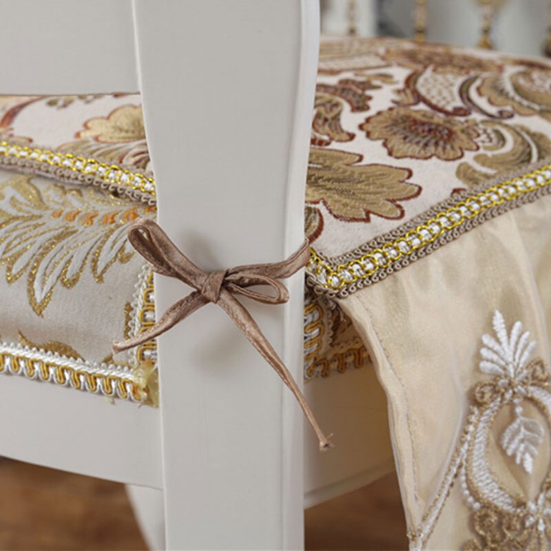 Europæisk klassisk jacquard stolebetræk pude vintage luksus splice blonde stol bagcover palads stil hjem stof dekoration