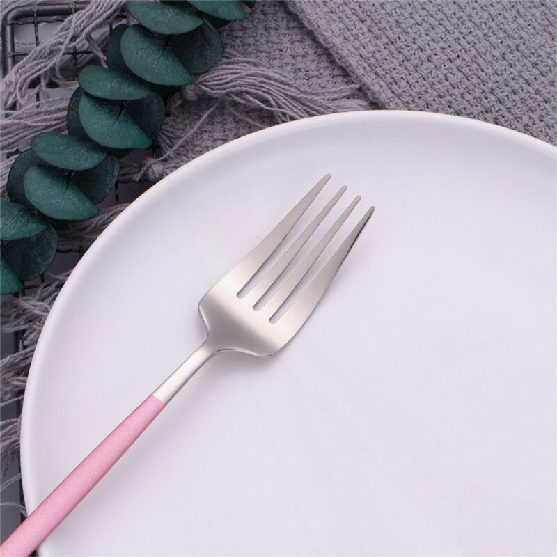 Pink Silver Dinnerware Set Stainless Steel Cutlery Kitchen Dinnerware Tableware Set Forks Western Knives Spoons Cutlery Set 20pc