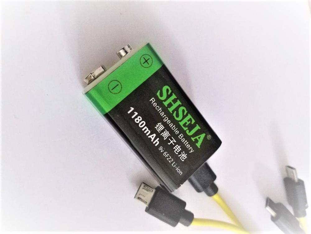 9V lithium li-po li-ion rechargeable battery 1180mAh 9V USB battery