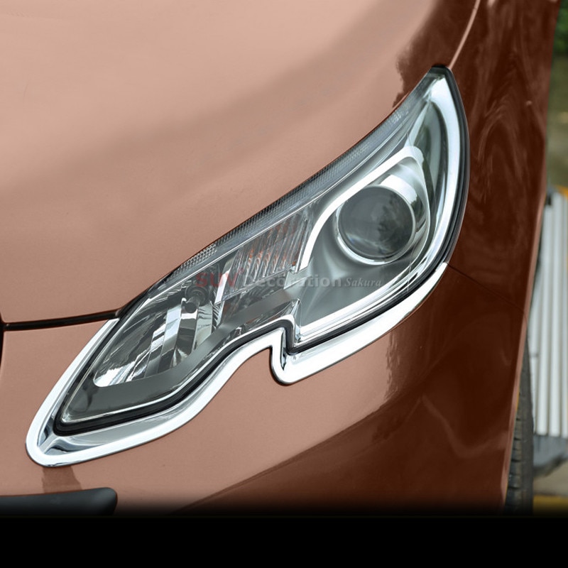 ABS Chrome Koplamp Lamp Eyelind Decoratie Cover Trim 2 stks voor Peugeot