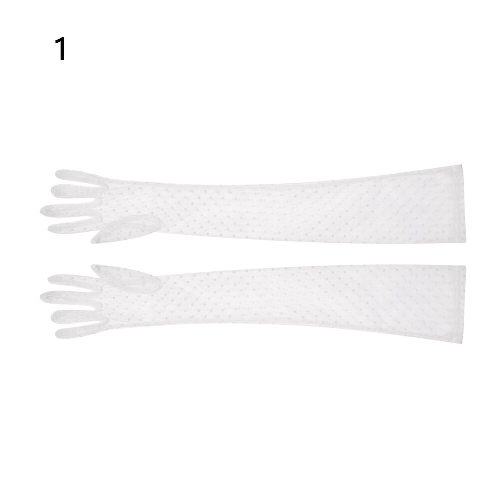 Guanti da donna con protezione solare guanti eleganti da donna lunghi in Tulle guanti elastici in pizzo pieno guanti sottili in garza a rete per la guida: 1
