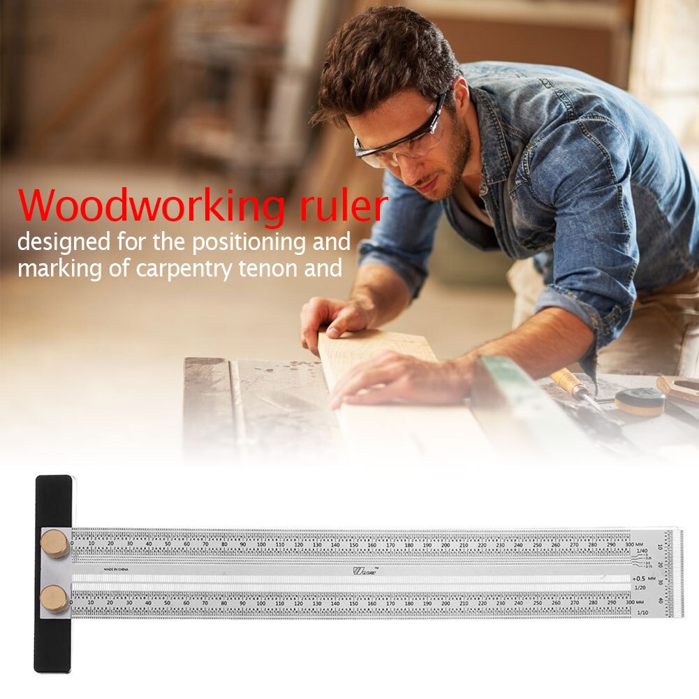 High Precision Angle Gauge Stainless Steel Rulers Measuring Tool with Pencil Set Woodworking Gadget Depth Measurement