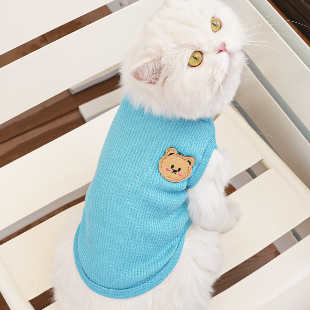 Roupas de gato waffle urso pet colete verão teddy chihuahua pequeno cão duas pernas roupas gato filhote de cachorro roupas traje para animais de estimação