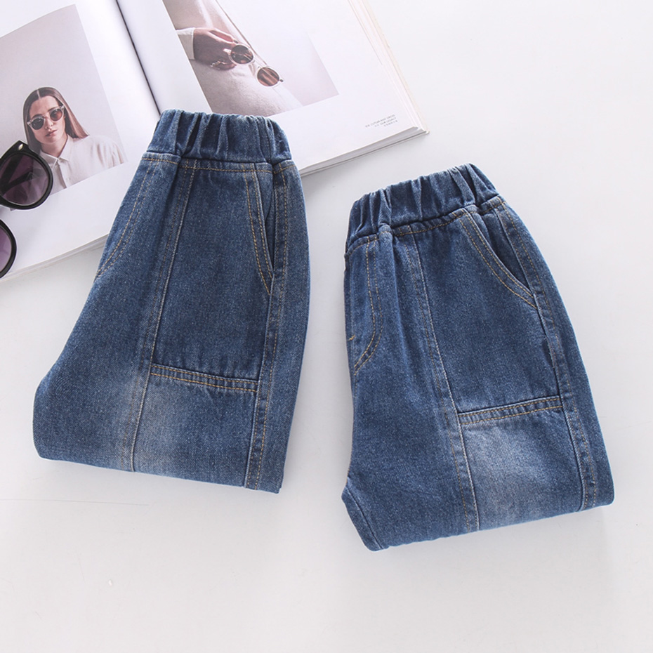 Drenge jeans patchwork småbørn pige jeans efterår vinter jeans til børn piger afslappet stil små børn baby dreng pige denim tøj