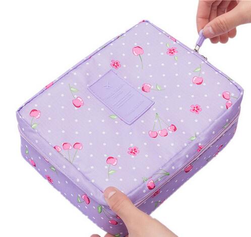 Women Cosmetic bag Makeup bag Case Make Up Organizer Toiletry Storage Neceser Rushed Floral Nylon Zipper Travel Wash pouch: J