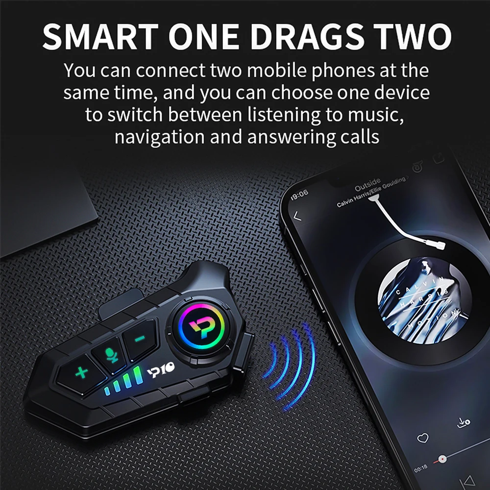 Casque de moto Bluetooth sans fil, étanche IPX6, réduction du bruit, écouteurs AE, longue durée de veille, mains libres
