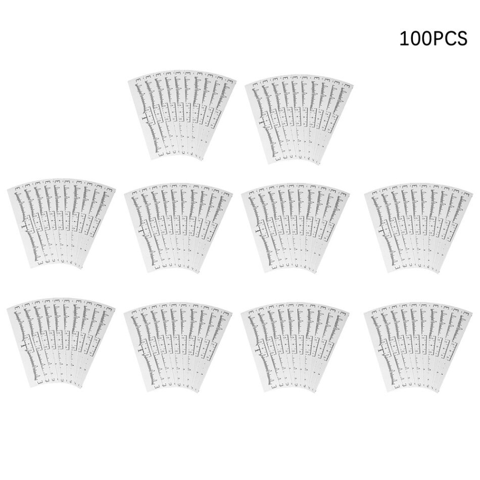 10/50/100 Pcs Accurate Permanent Makeup Eyebrow Shaping Tools Disposable Eyebrow Measurement Ruler Sticker Mdf: 100pcs