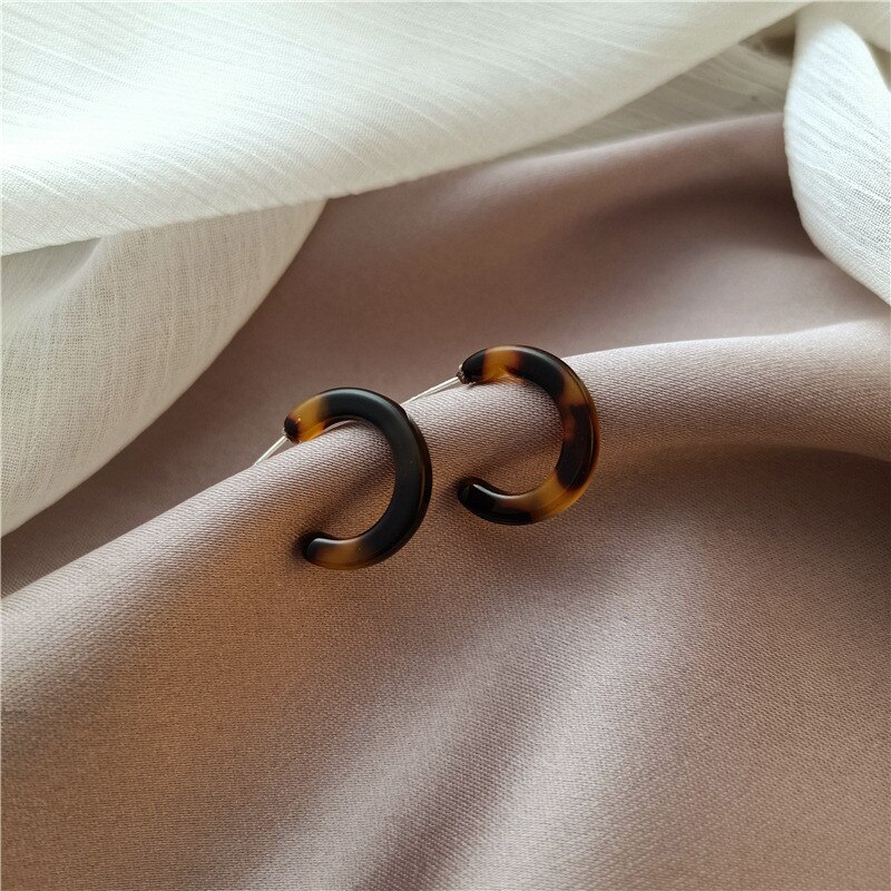 Trendy søt harpiks leopard bøyle øredobber for kvinner sirkel form øredobber trendy pendientes smykker: Leopard