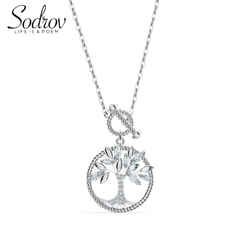 Sodrov-collar de árbol de la vida para mujer, plata 925, 15MM, collar de plata de la suerte natural, joyería de plata 925,