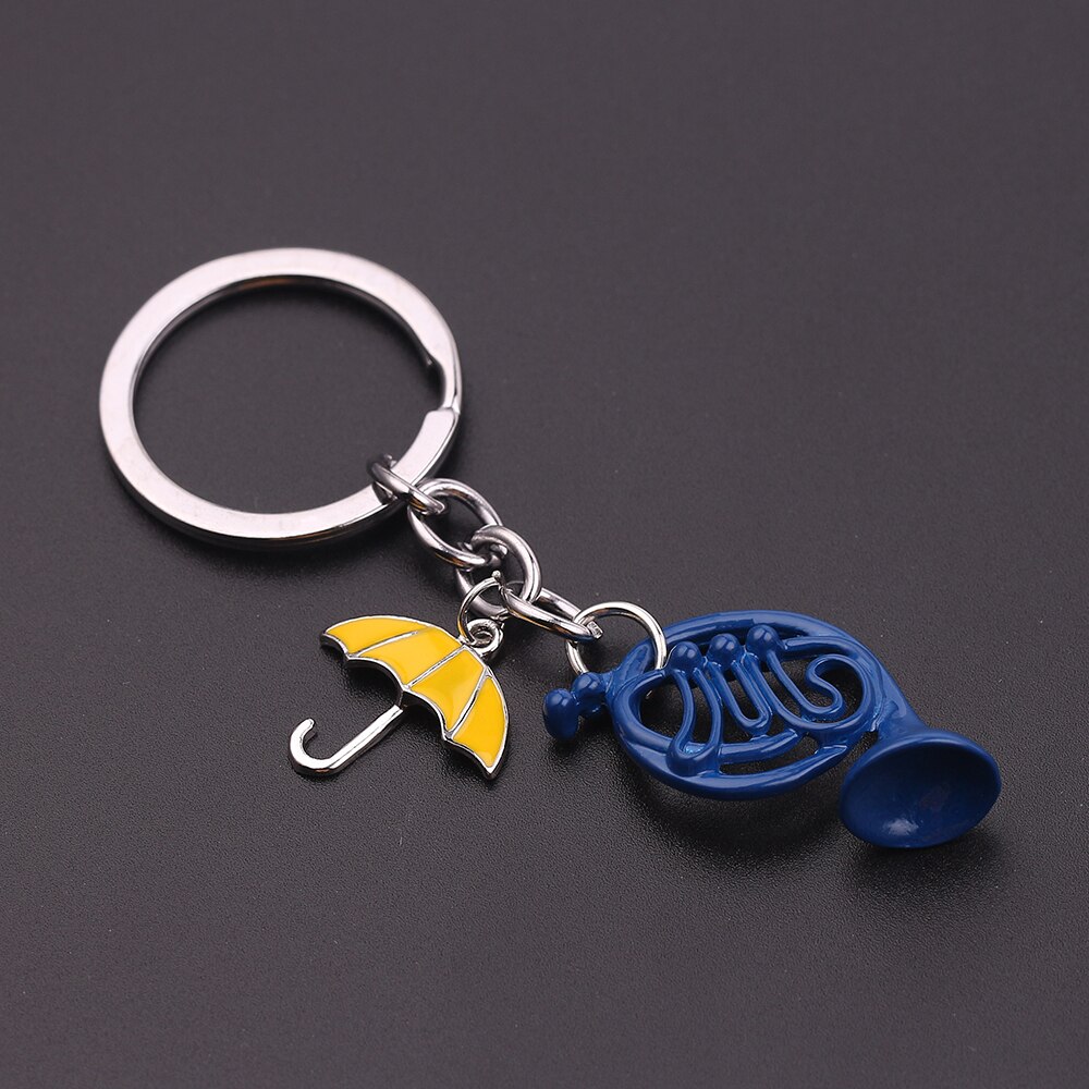 Movie Himym keychain How I Met Your Mother Keyrings Yellow Umbrella Blue French Horn Pendant keychain