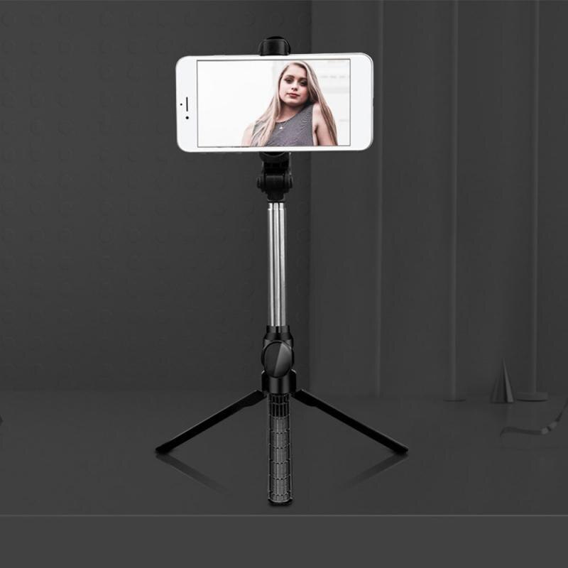 3 in 1 Senza Fili Bluetooth Selfie Bastone Pieghevole Mini Treppiede Espandibile Monopiede con Telecomando di Controllo per il iPhone IOS Android treppiede: Black