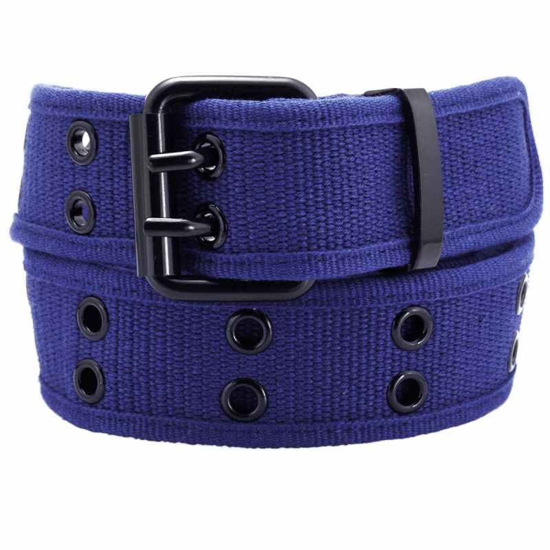 Canvas Web Belts for Men Women,Double Grommet Hole Buckle Belt