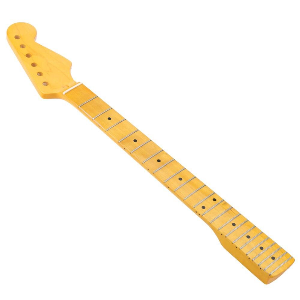 22 Fret Yellow Gloss Maple Guitar Neck Maple Fingerboard with Dot for ST FD Electric Guitar Replacement: Default Title