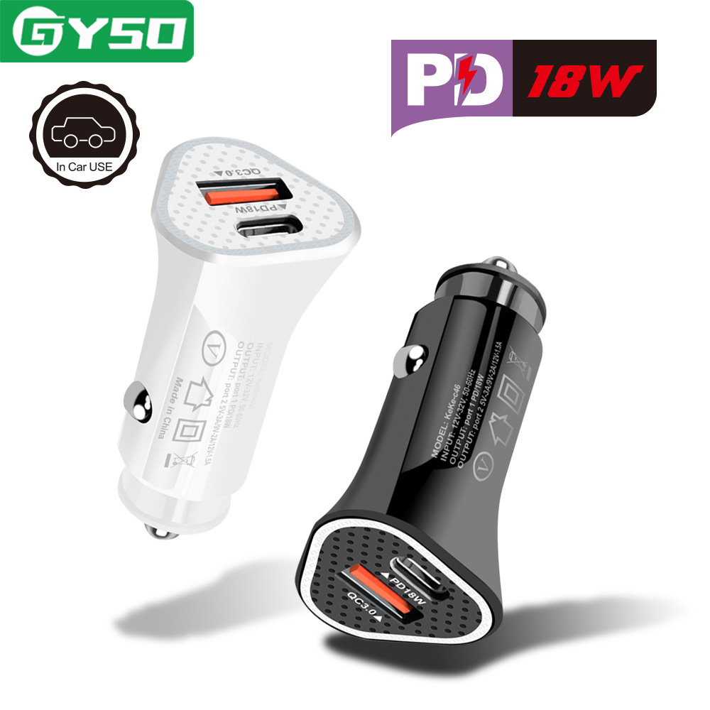 GYSO USB Car Charger Quick Charge 4.0 QC4.0 QC3.0 QC SCP PD Type C 18W Fast Car USB Charger For iPhone 13 SAMSUNG Mobile Phone