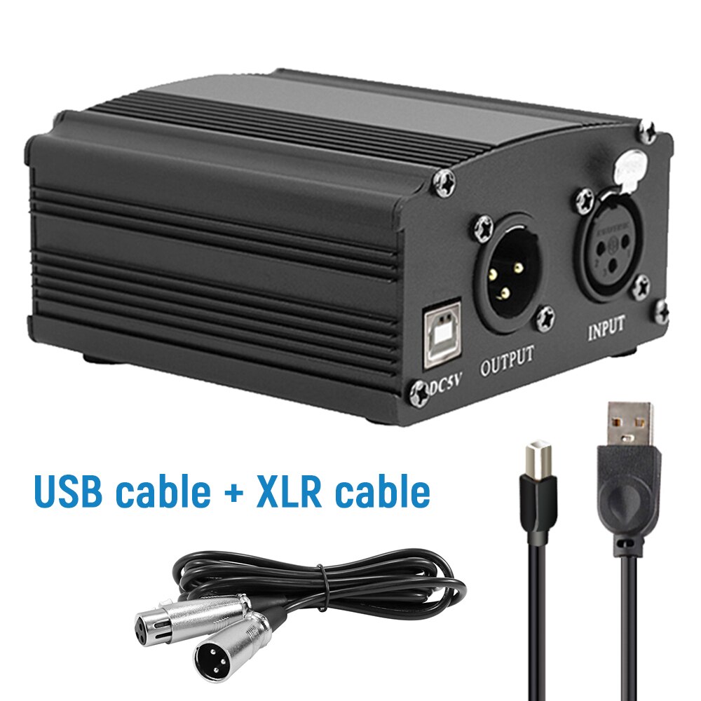 Profession studie mikrofon til pc computer optagelse hjem karaoke kit kondensatormikrofon med phantom power voice changer: Fantomkraft