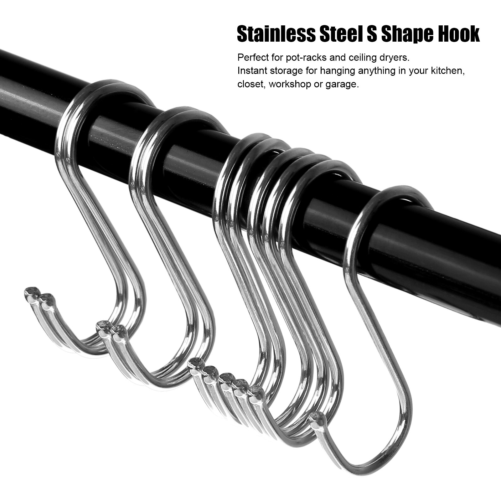 Rustproof Shower Curtain Rings Stainless Steel Heavy Duty Roller Double Glide Shower Hooks for Bathroom Kitchen Pot Pan Hanger