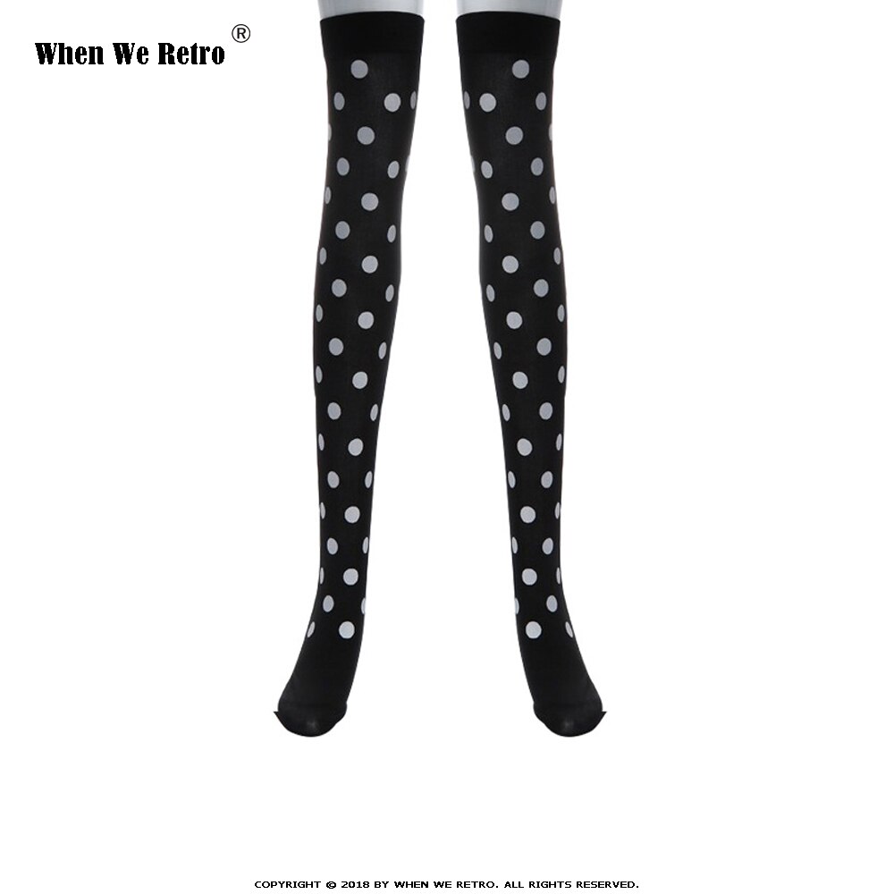 Wanneer we retro halloween skelet lange kniekousen kostuum vleermuis stippen print halloween cosplay zachte kous  qy0602: Qy0602-01