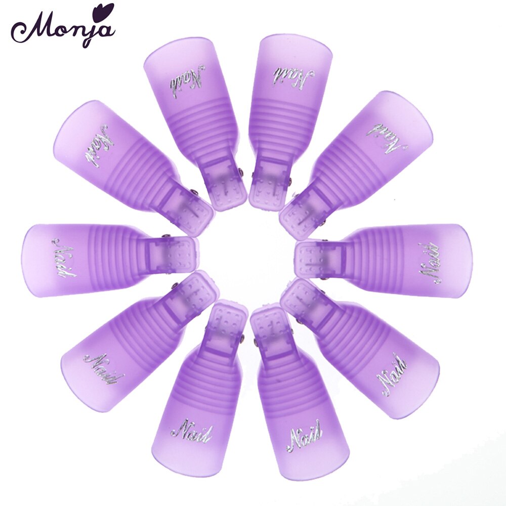 10pcs Wearable Acrylic Nail Clip Nail Polish Removers Plastic Nail Art Soaker Caps Clip UV Gel Tool Resurrection Clip: Purple
