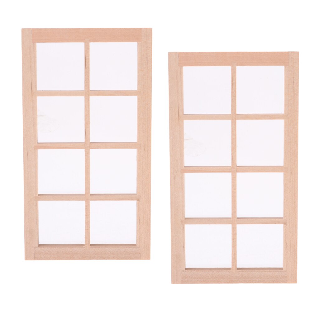 2 Pack Dolls House Miniature Window Frame 8 Pane DIY Builders