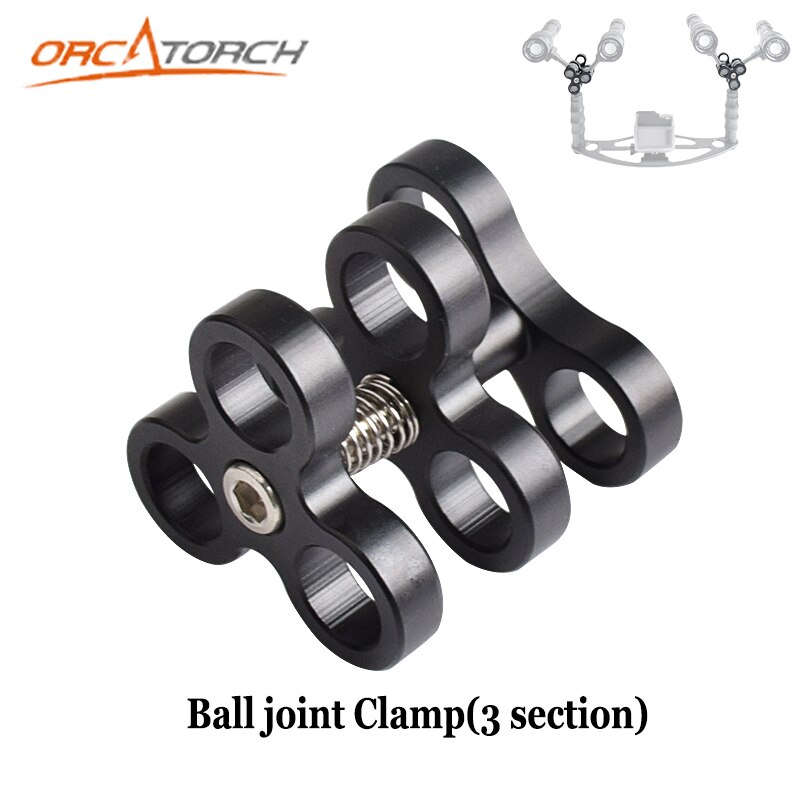 Aluminium kugleledsarme 3 sektions kugleklemme 3 monteringshul til dykning undervandsfotografering kamera armbakke gopro led lys