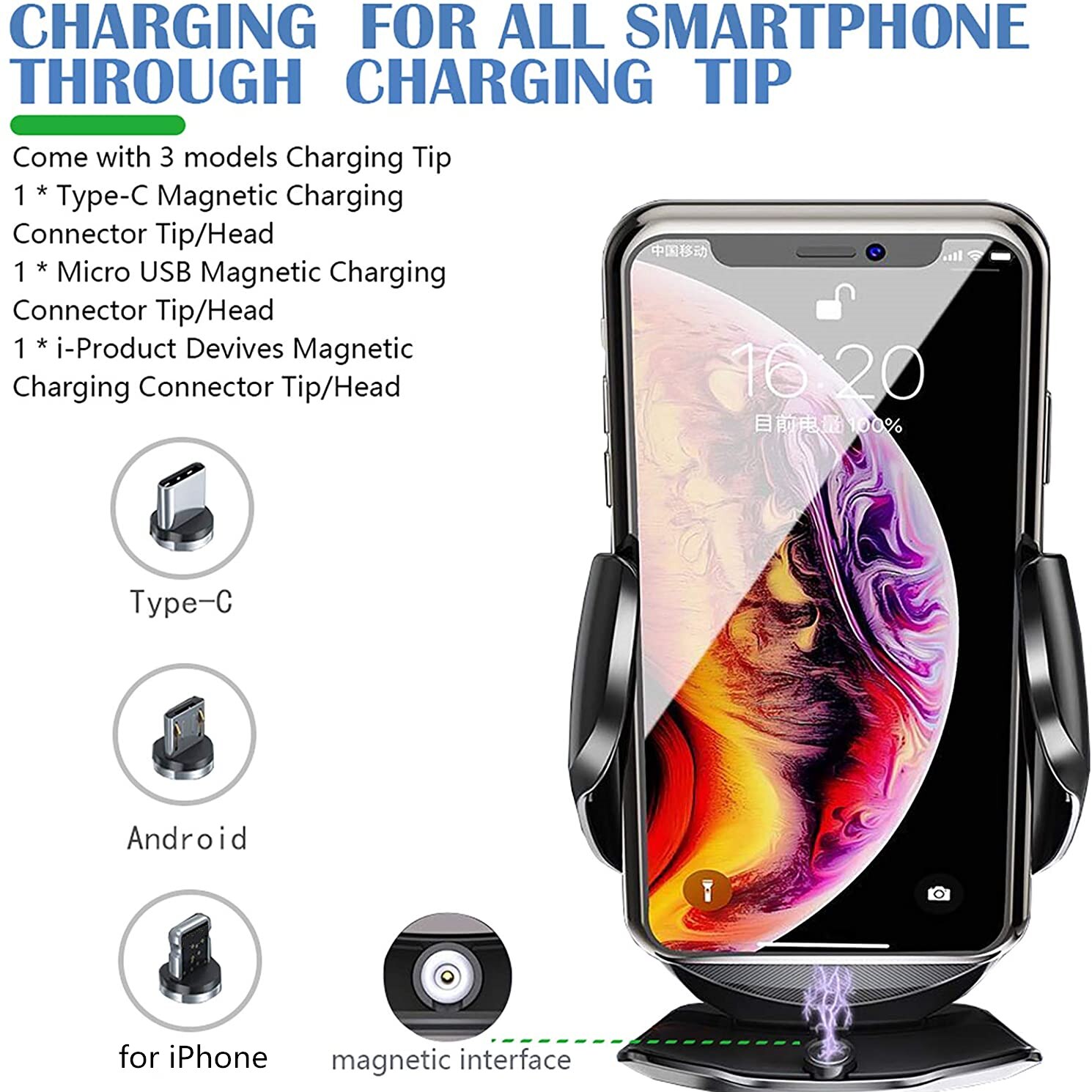 15W Qi Car Wireless Charger for iPhone 13 12 11 Pro XS XR 8 Samsung S21 S20 S10 Huawei Xiaomi Magnetic USB Charging Phone Holder