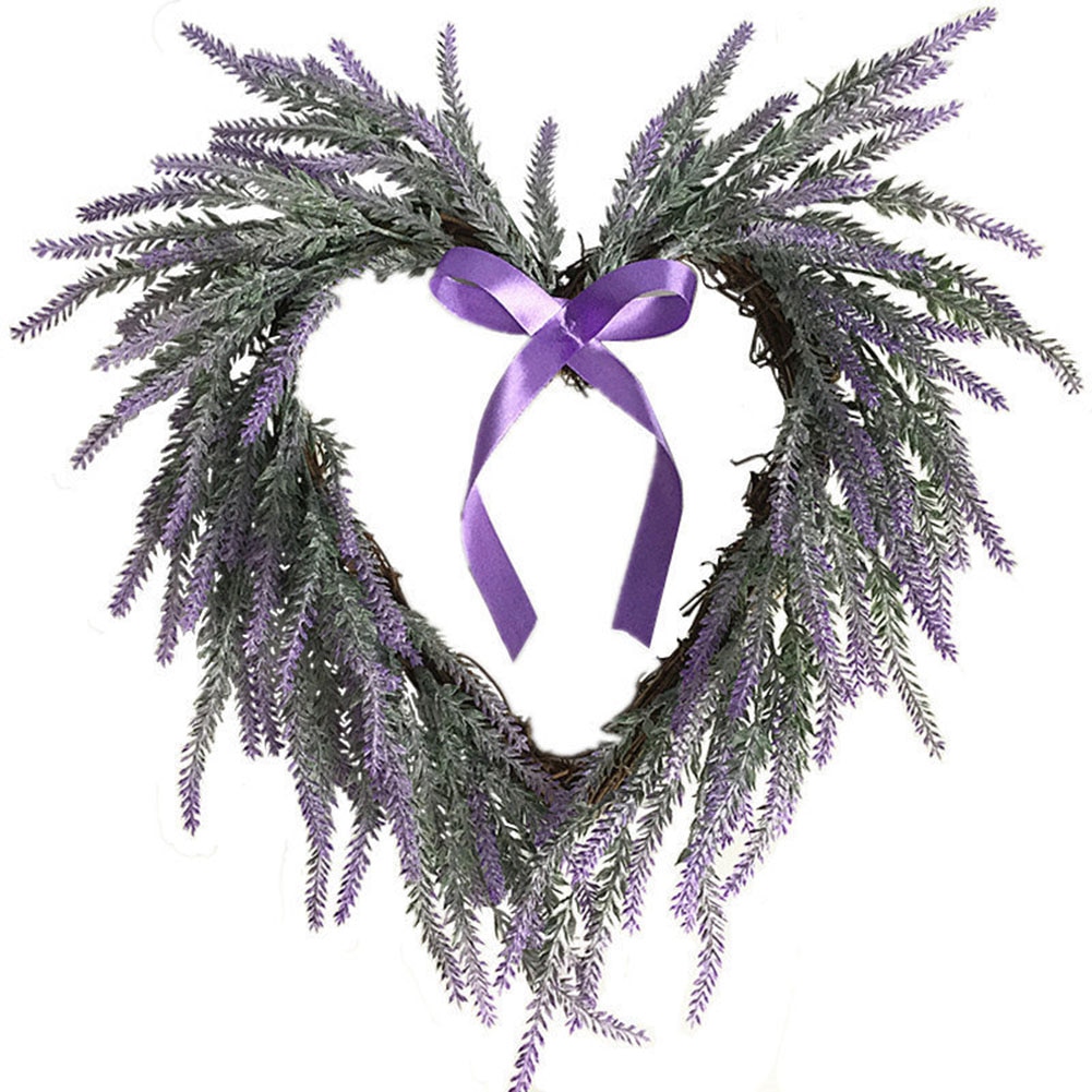 Simulatie Romantische Massaal Lavendel Hartvormige Krans Bruiloft Opknoping Decoraties Voor Kerst Valentijnsdag