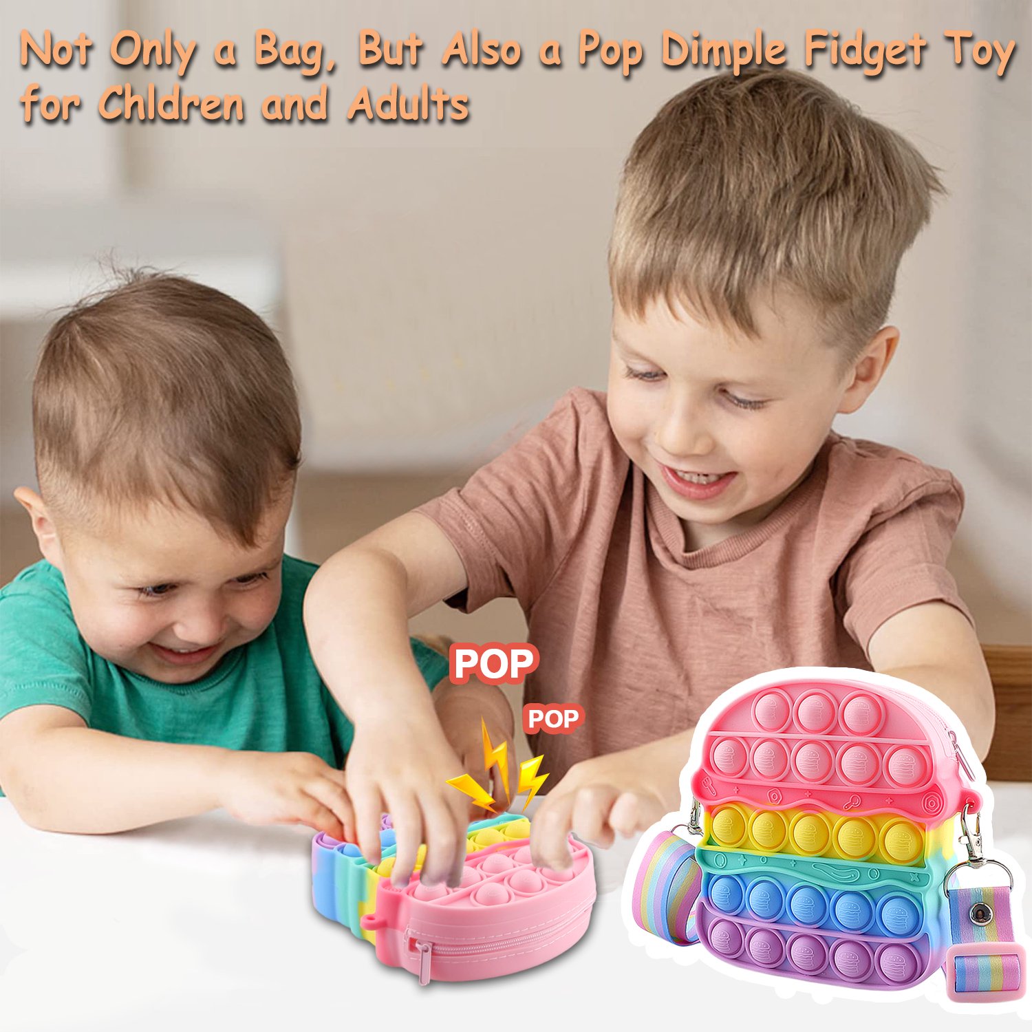 Hamburger popits taschen, pop push it handtasche für mädchen, kawaii fidget spielzeug umhängetasche schultertasche silikon fidget handtasche symomok