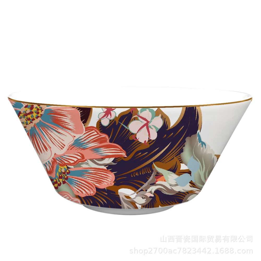 pattern hand-painted ceramic bowl Flower Restauran... – Grandado
