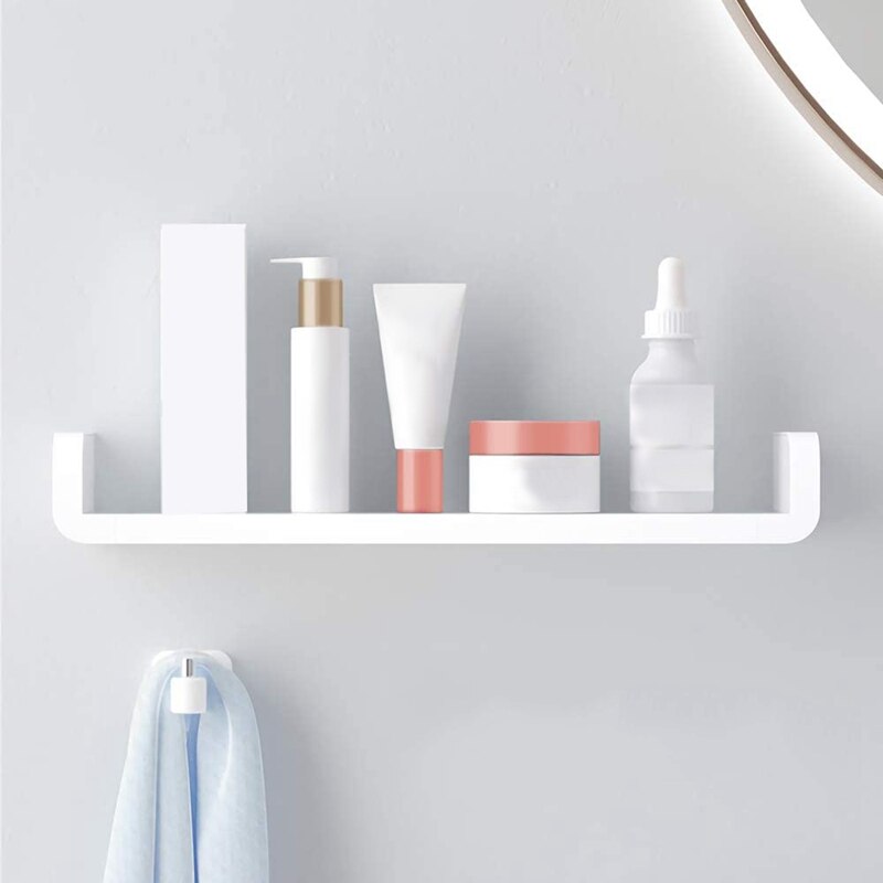 Floating Shelf Wall Shelf Non-Drilling, U Bathroom Organizer Display Ledge for Home Decor/Kitchen/Bathroom Storage - L