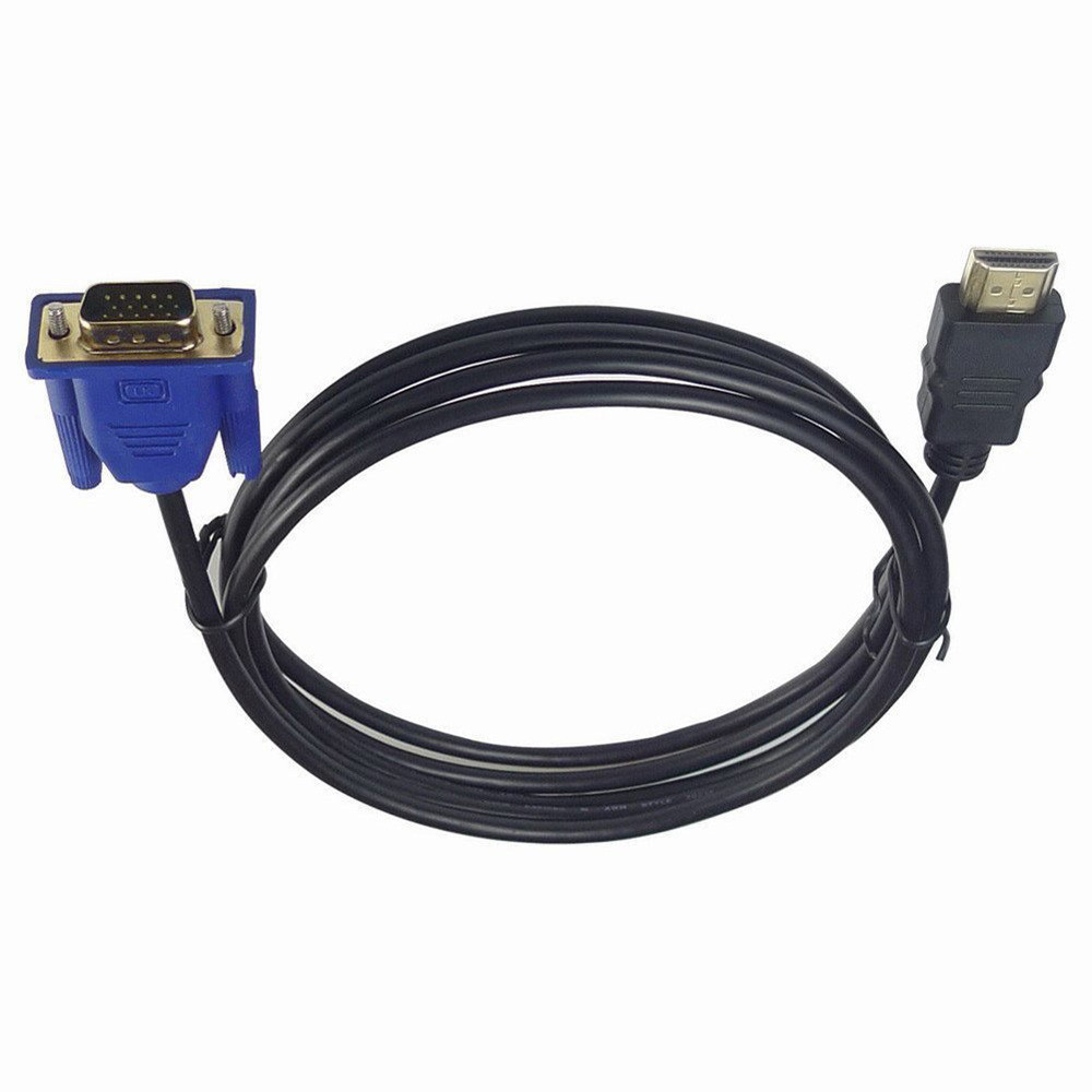 HDMI Cable Gold Male To VGA HD-15 Male 15Pin Adapter Cable Converter 5FT 1.8M 1080P HD Splitter Switch For PC HDTV Monitor JA3