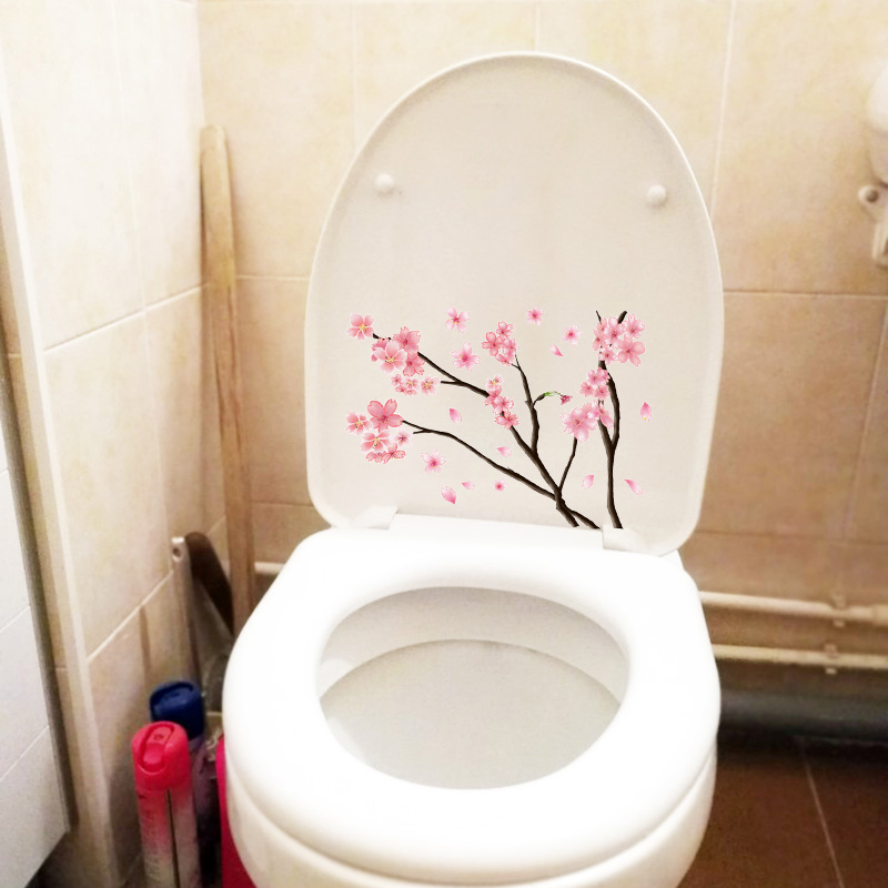 ZTTZDY 16.3*23CM Cherry Blossom Branch Modern Home Decor Wall Decals WC Toilet Stickers T2-0030