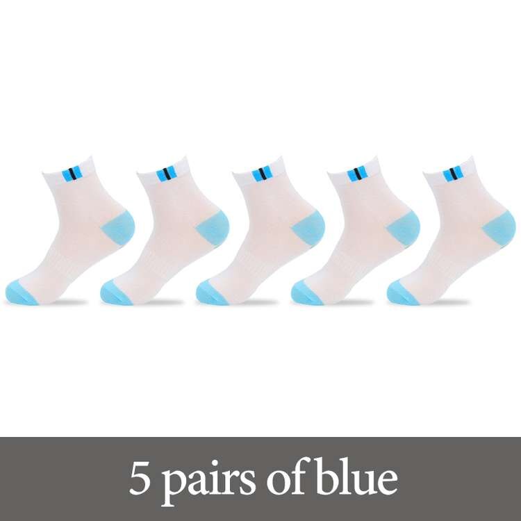 Chaussettes longues en coton pour hommes, 5 paires = 10 pièces, chaussettes de sport, souples et respirantes, confortables et respirantes: blue 5pair