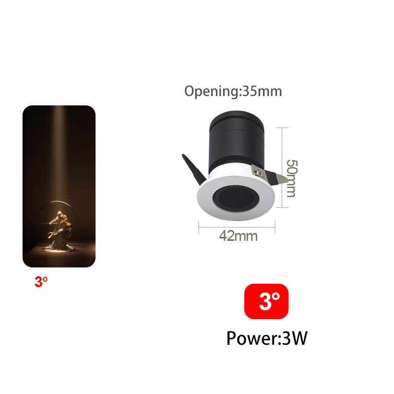 Led Spotlight Cabinet Mini Spot Light Small Angle Embedded 3W 3 8 15Degree Atmosphere Museum Display Art Picture Foco Adjustable: L / pink