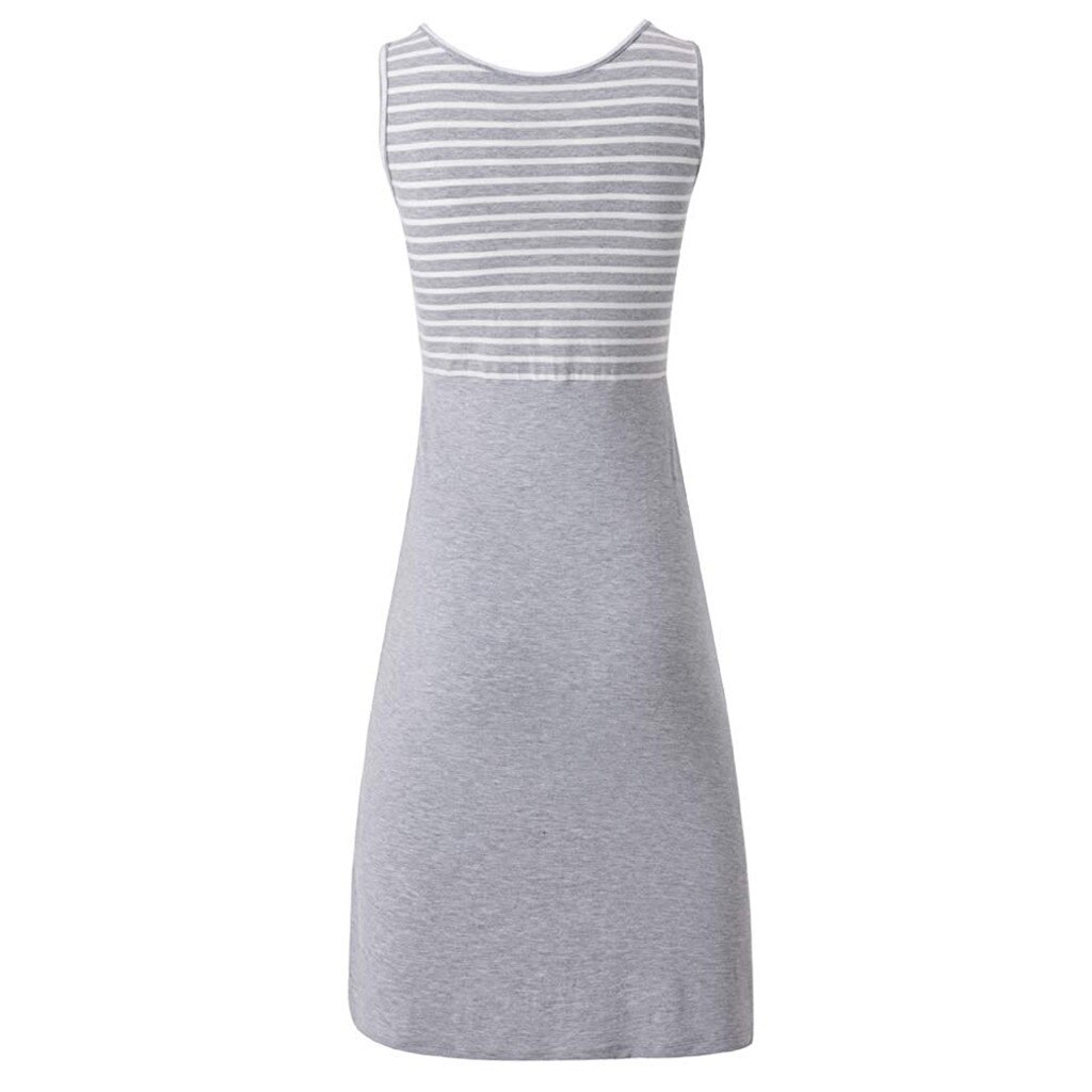 Frauen Mutterschaft Streifen Tunika Kleider Schwangere Damen ärmellos Beiläufige Stillen Kleidung Weibliche schwangerschaft Komfortable Kleid