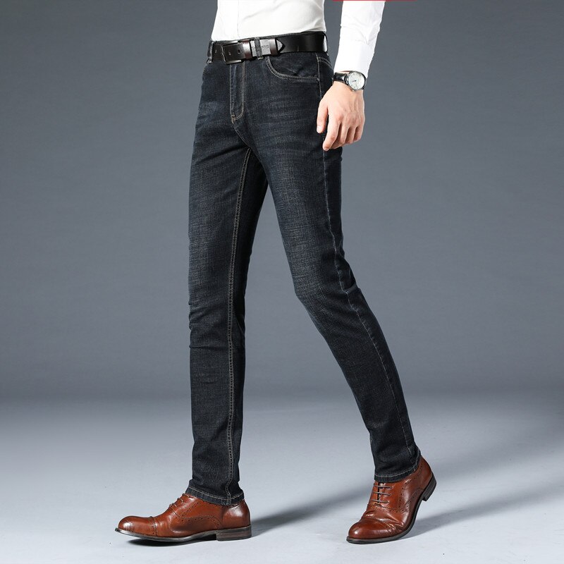 Herren Jeans Einfarbig Jeans Herren Dünne Gerade Jugend Geschäft lässig Hosen Männlichen Plus Größe schlank passen Denim hosen: grau / 29